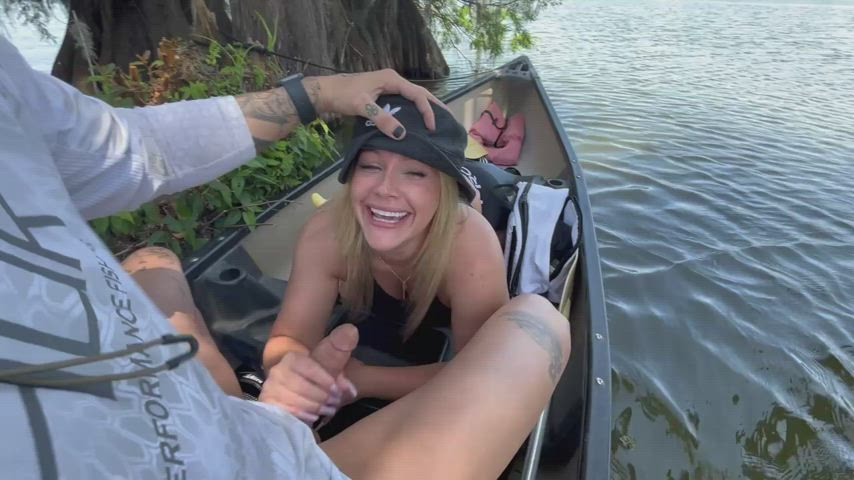 Blondy bj Lake Outdoor Public Real lovers Porn GIF