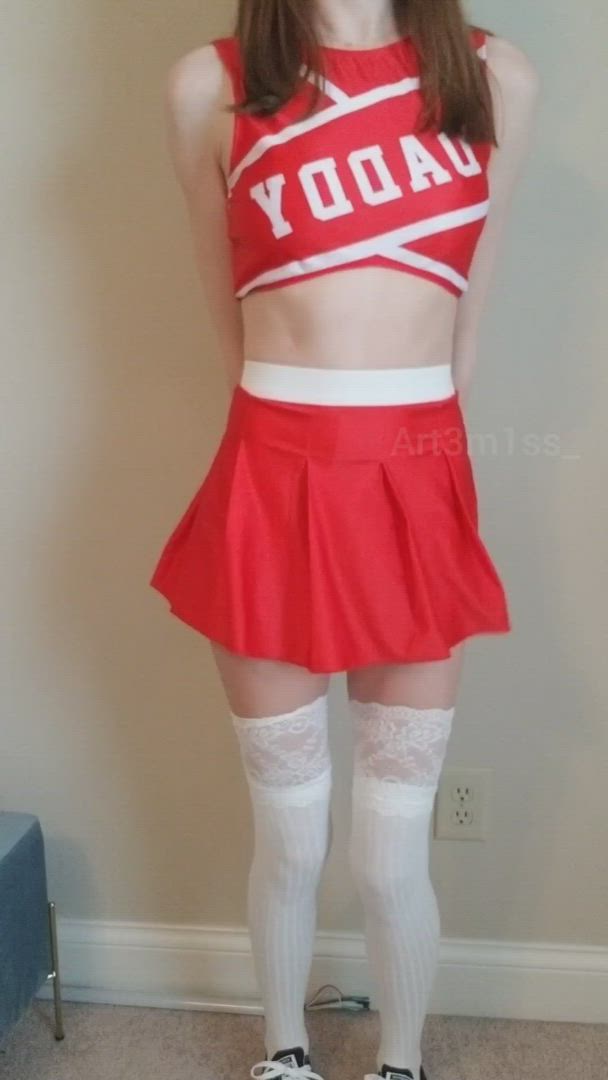 Behind Barely Legal Cheerleader Cosplay Knee High Socks thin Sneakers teen tits Porn GIF