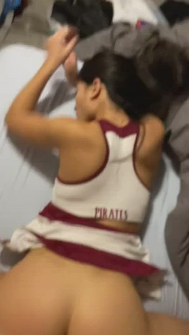 Asian Cheerleader Cumshot Doggystyle Porn GIF