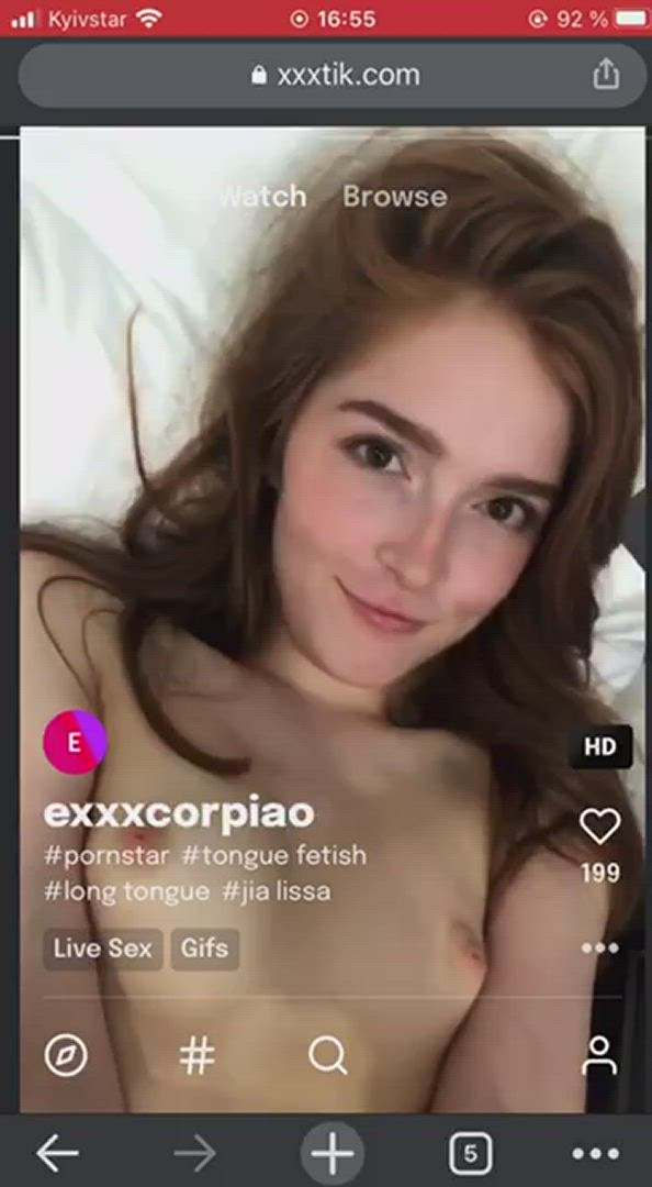 Jia Lissa redhead Small titties Tongue Fetish Porn GIF