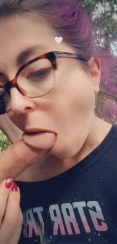 Oral Sex schlong Worship jizz In Mouth Cumshot Deepthroat Glasses Outdoor sucking Porn GIF