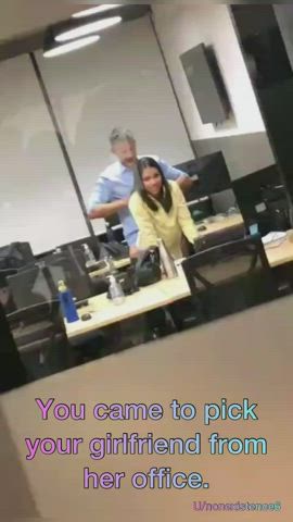 Oral Sex Boss Caption Cheating Cuckold Doggystyle girl Office Porn GIF